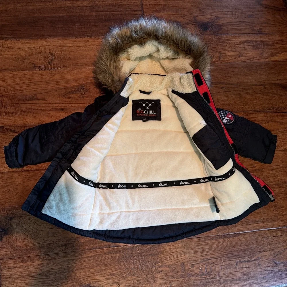 Avalanche Big Chill Expedition Black Kids Sz 5 Winter Coat Parka Faux Fur Hoodie